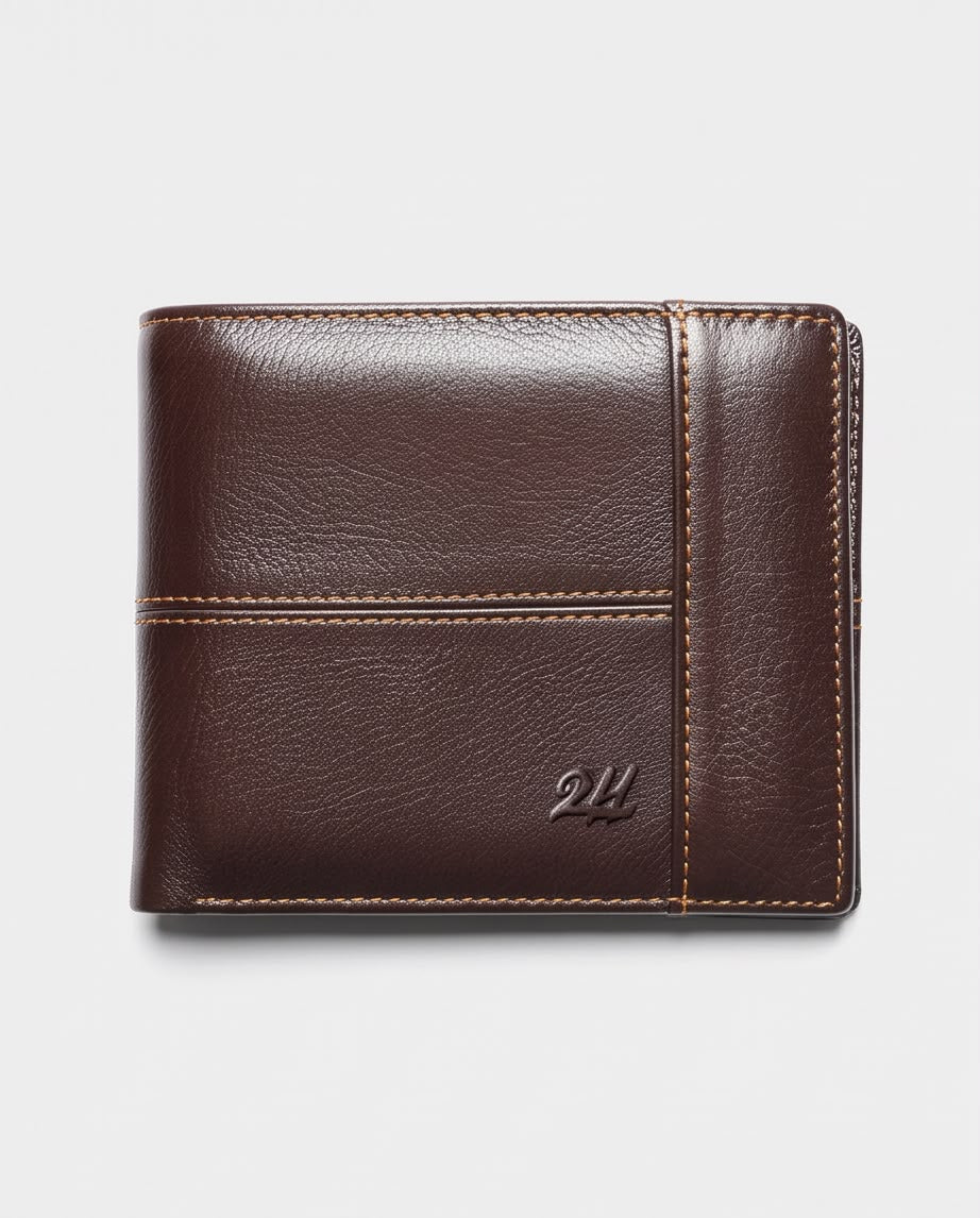 2H #8064 Brown Genuine Leather Wallet