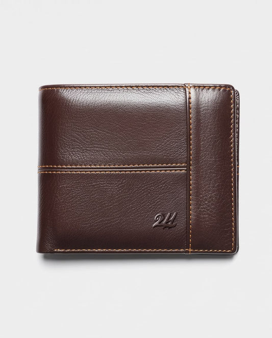 2H #8064 Brown Genuine Leather Wallet