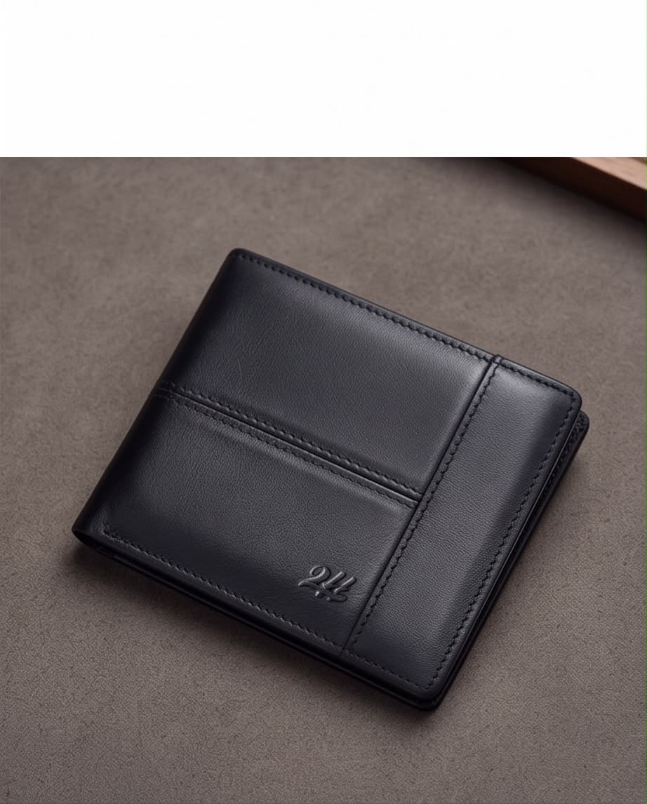 2H #8064  Black Genuine Leather Wallet