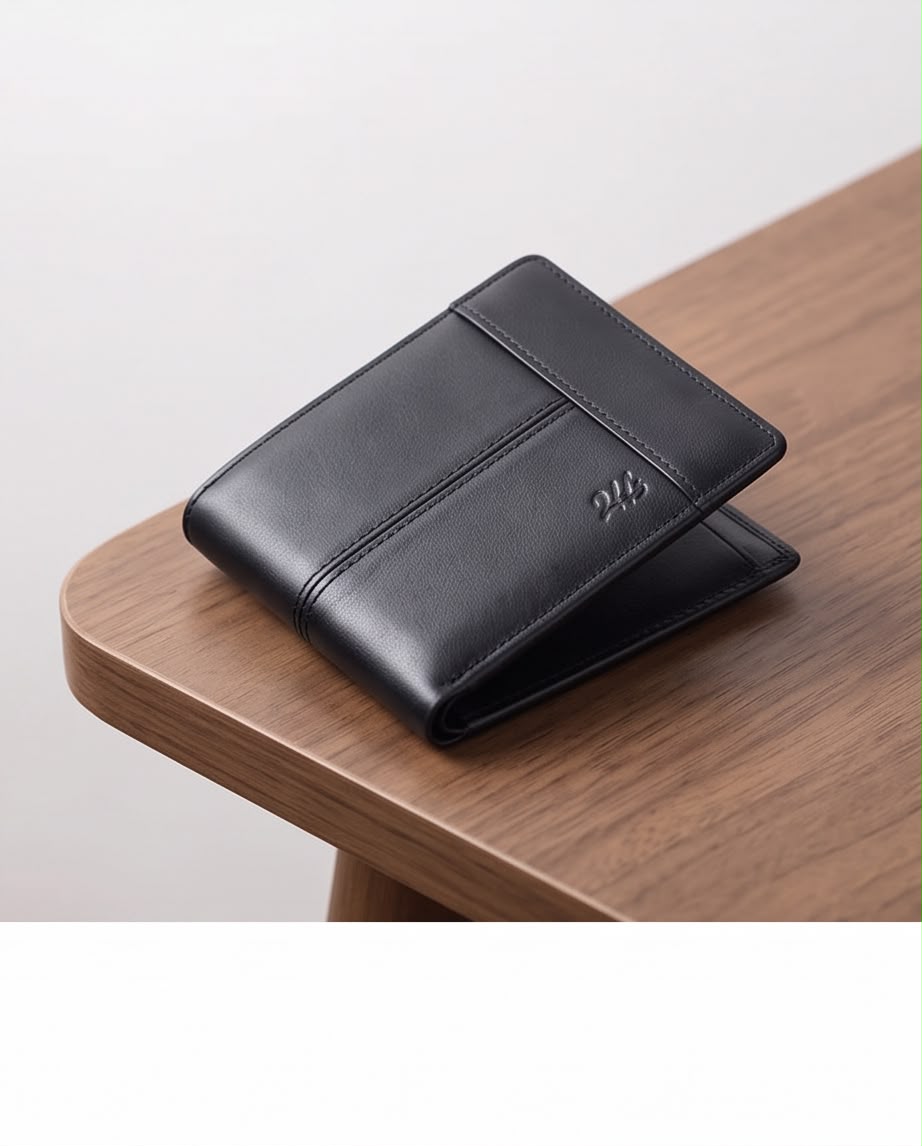 2H #8064  Black Genuine Leather Wallet