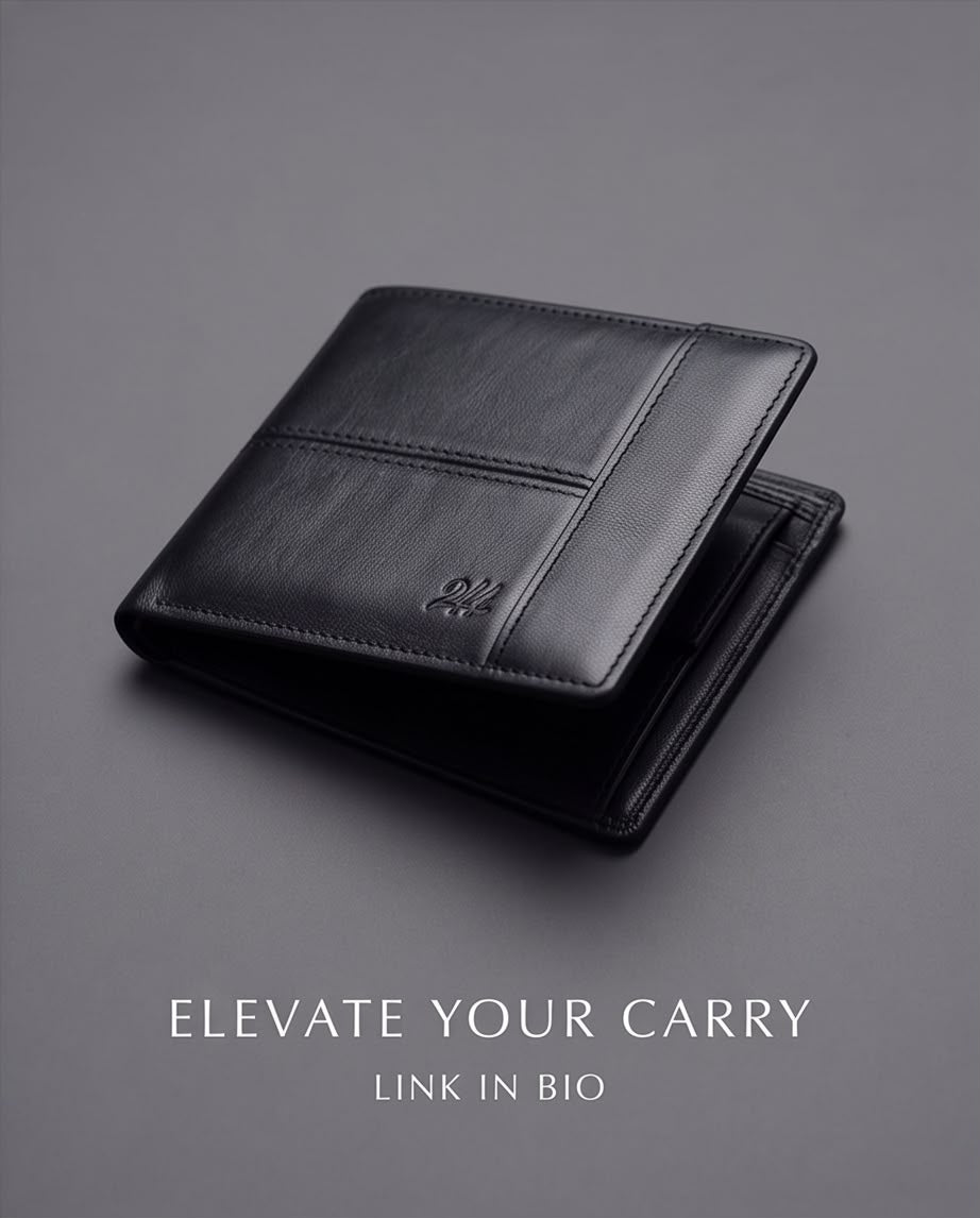2H #8064  Black Genuine Leather Wallet