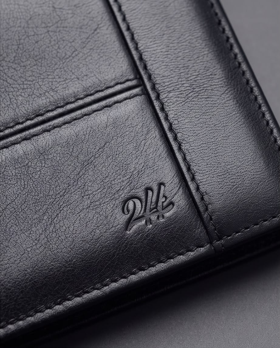2H #8064  Black Genuine Leather Wallet