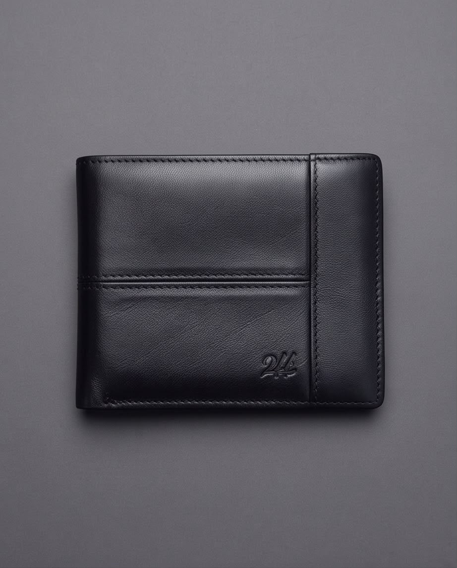 2H #8064  Black Genuine Leather Wallet