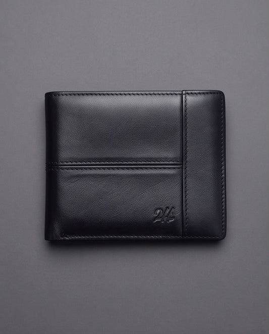 2H #8064 Black Genuine Leather Wallet