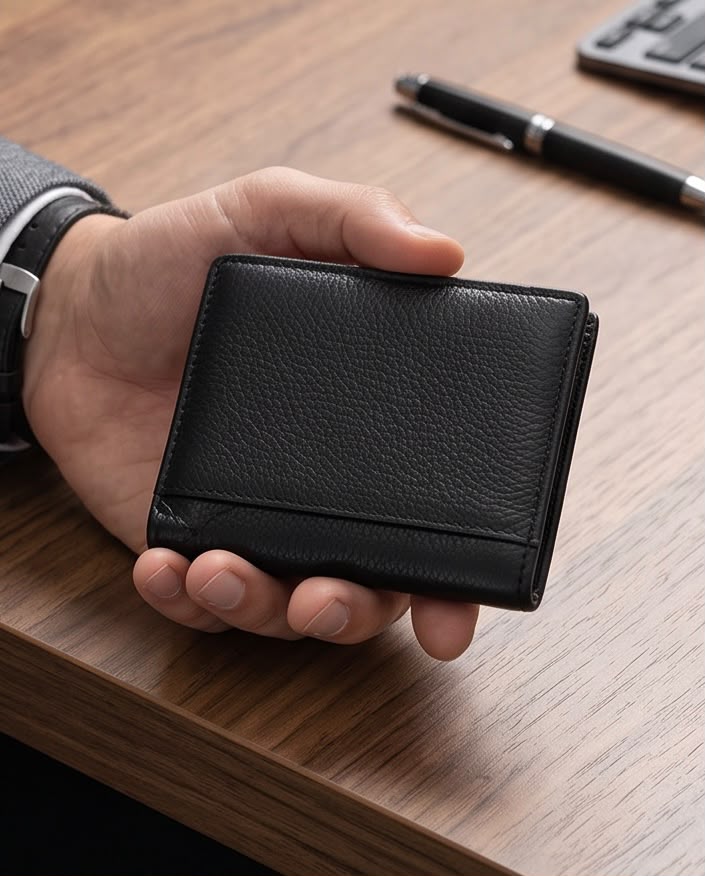 2H #1152 Black Genuine Leather Wallet