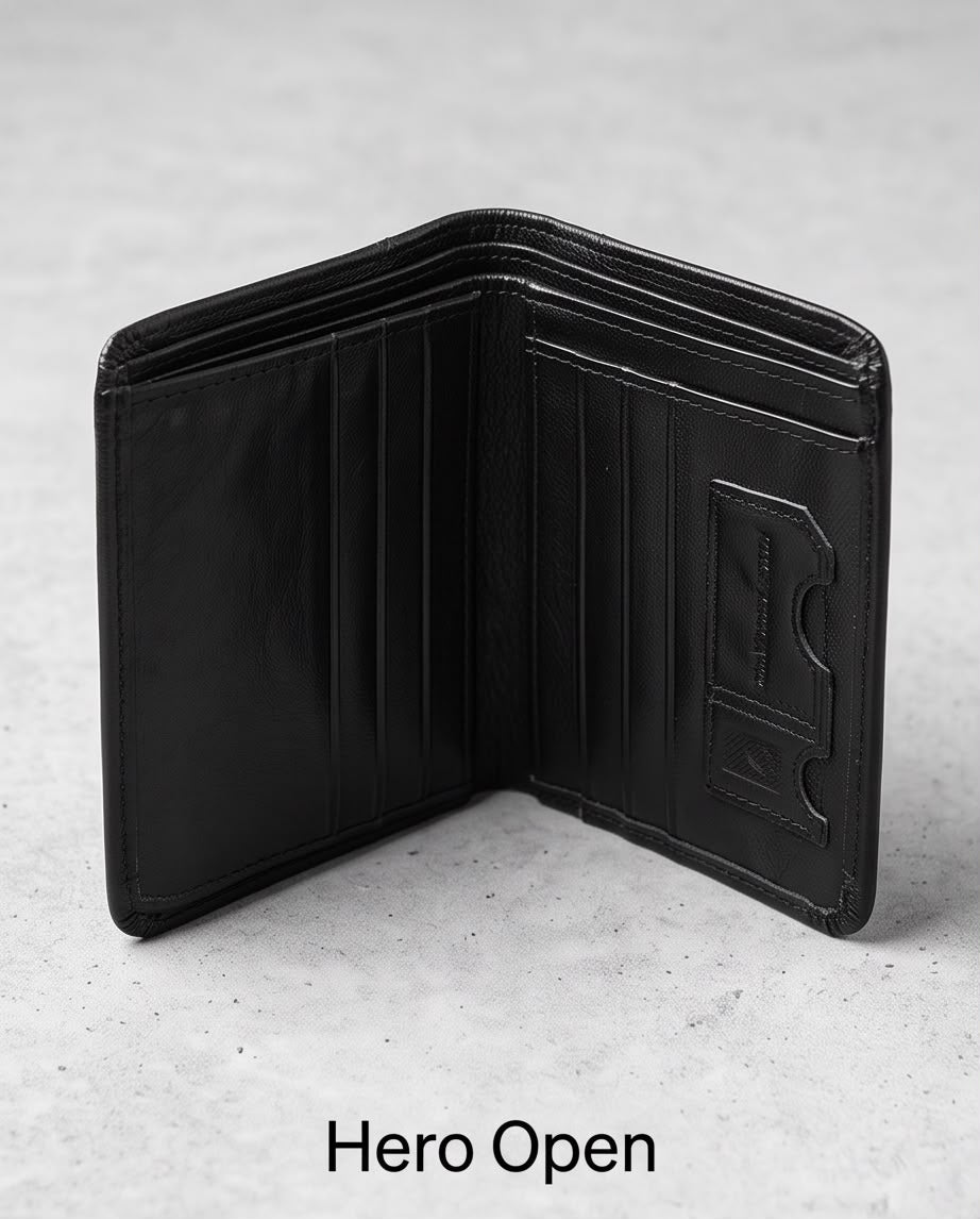 2H #1174 Black Genuine Leather Wallet