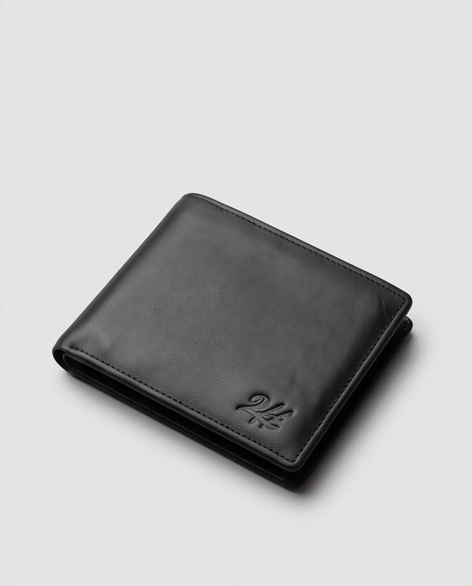 2H #7608 Black Genuine Leather Wallet
