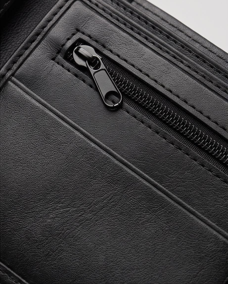 2H #1132-1 Black Genuine Leather Wallet