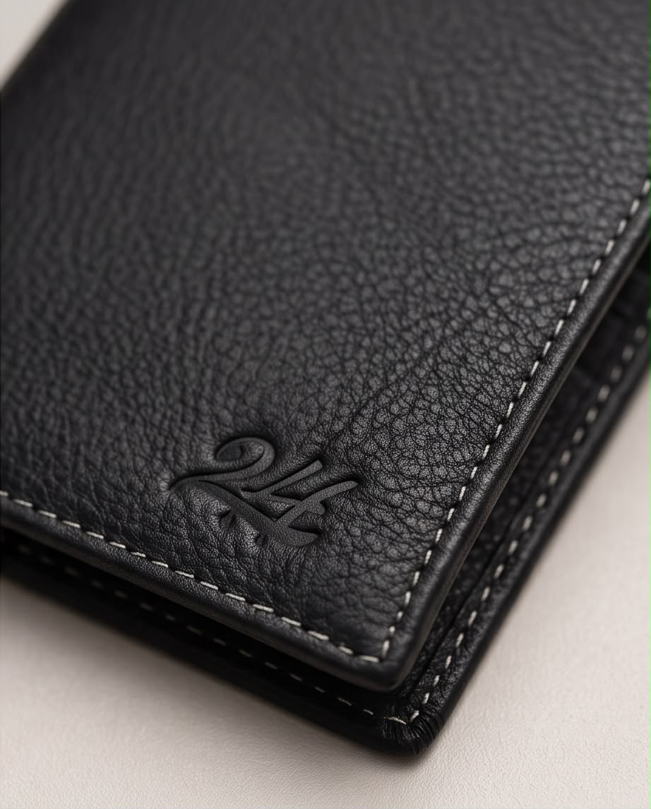 2H #1317 Black Genuine Leather Wallet