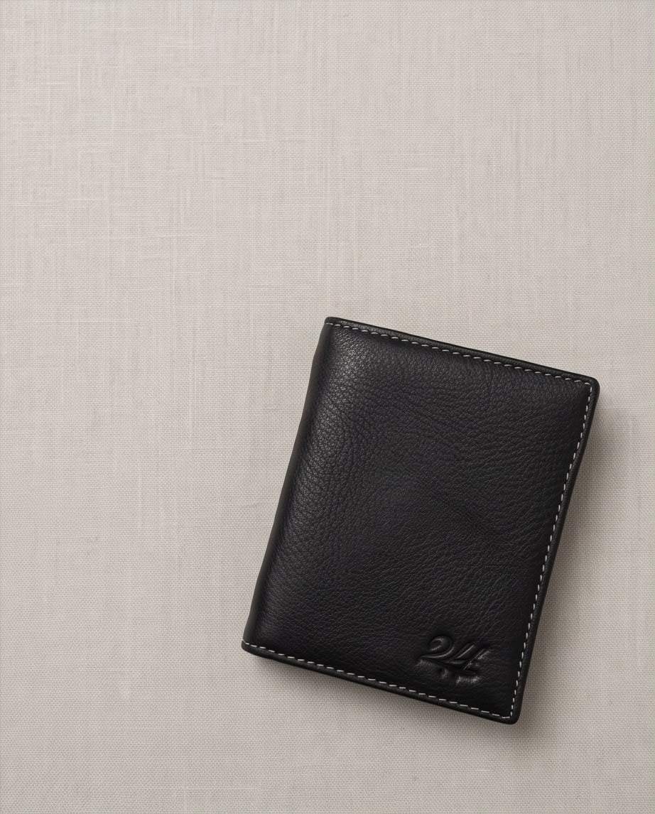 2H #1317 Black Genuine Leather Wallet