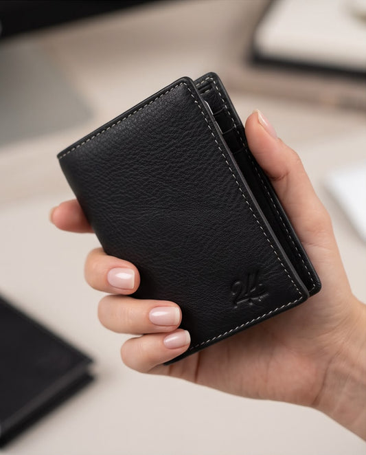 2H #1317 Black Genuine Leather Wallet