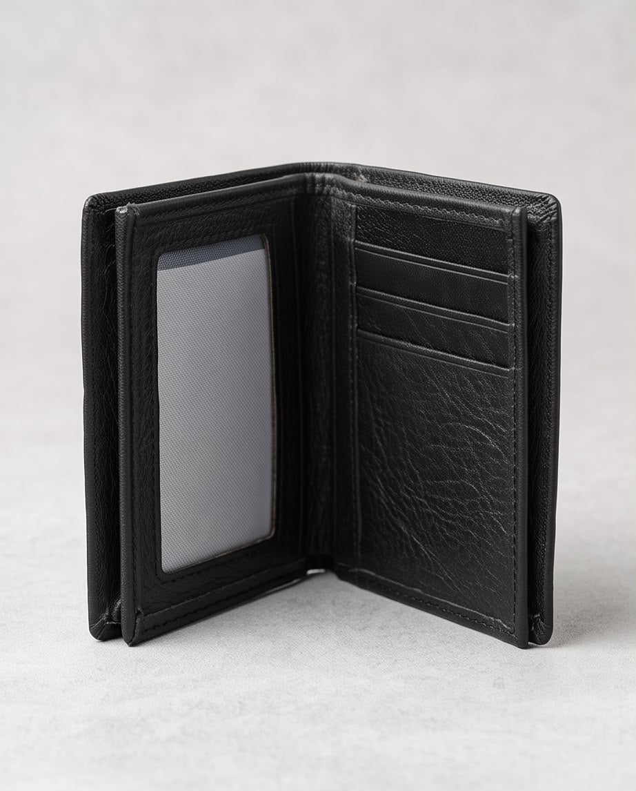 2H #1317 Black Genuine Leather Wallet