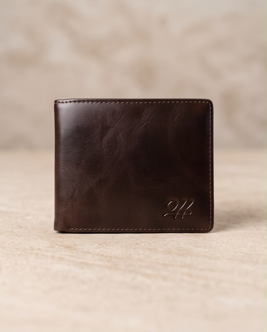 2H #7608 Coffee Genuine Leather Wallet