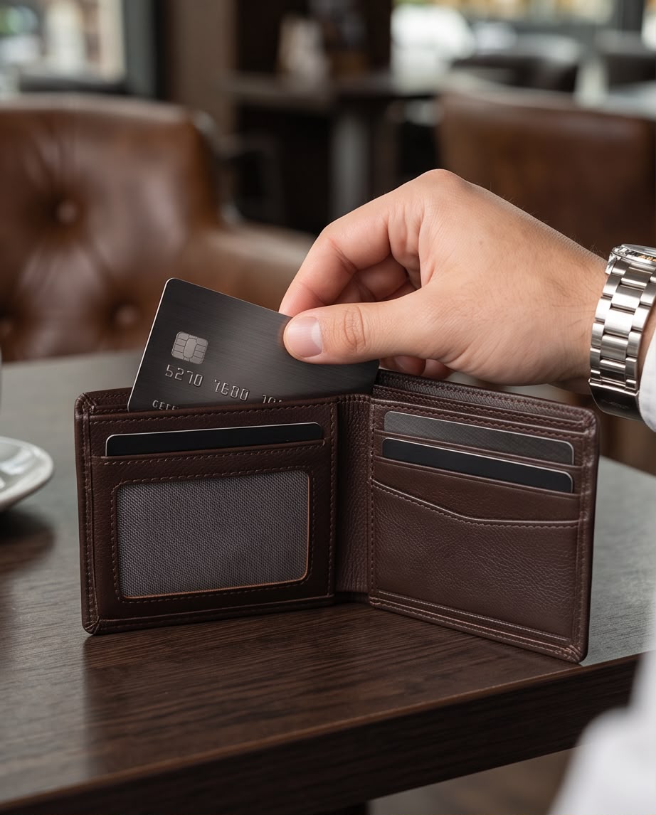 2H #7608 Coffee Genuine Leather Wallet