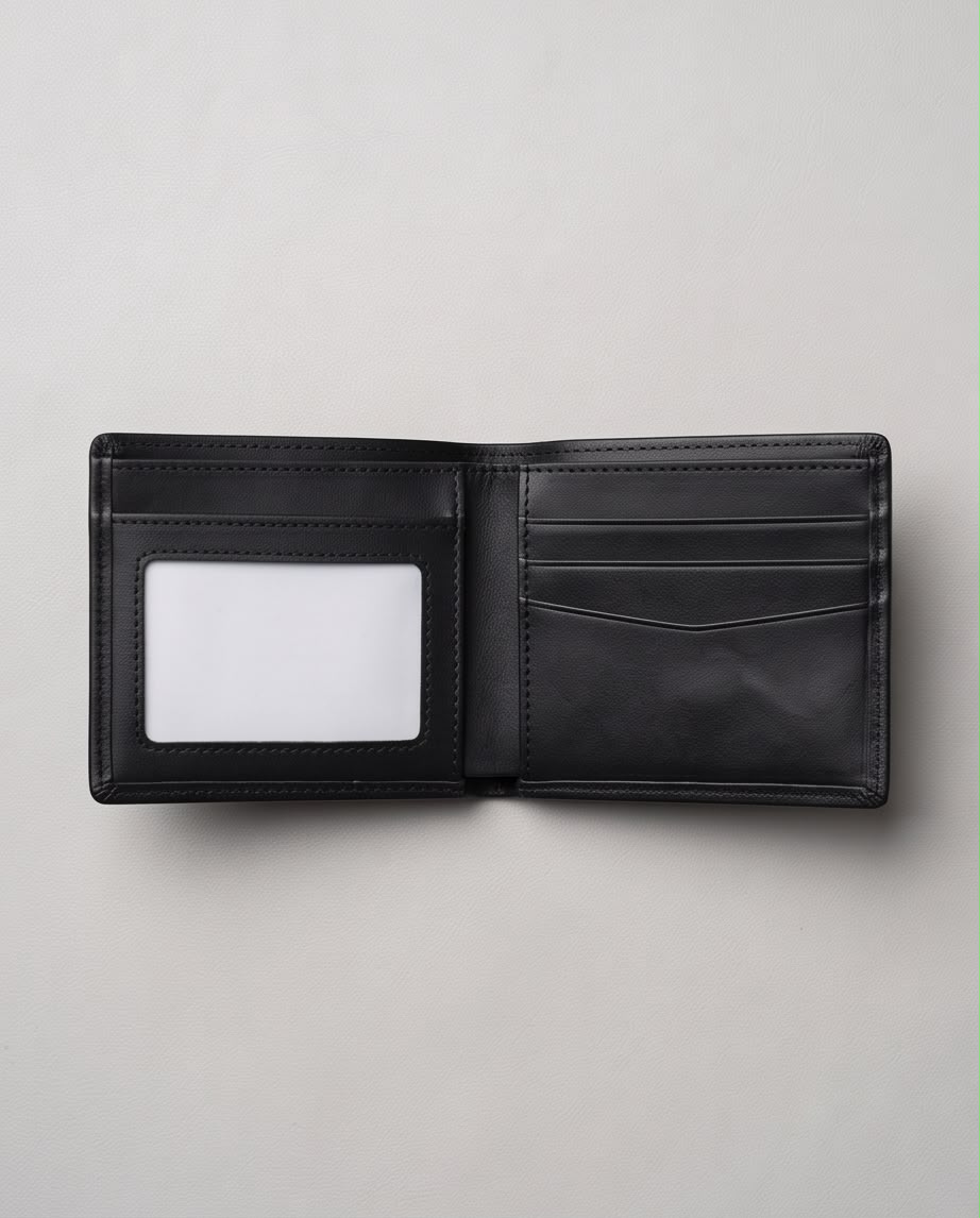 2H #7608 Black Genuine Leather Wallet