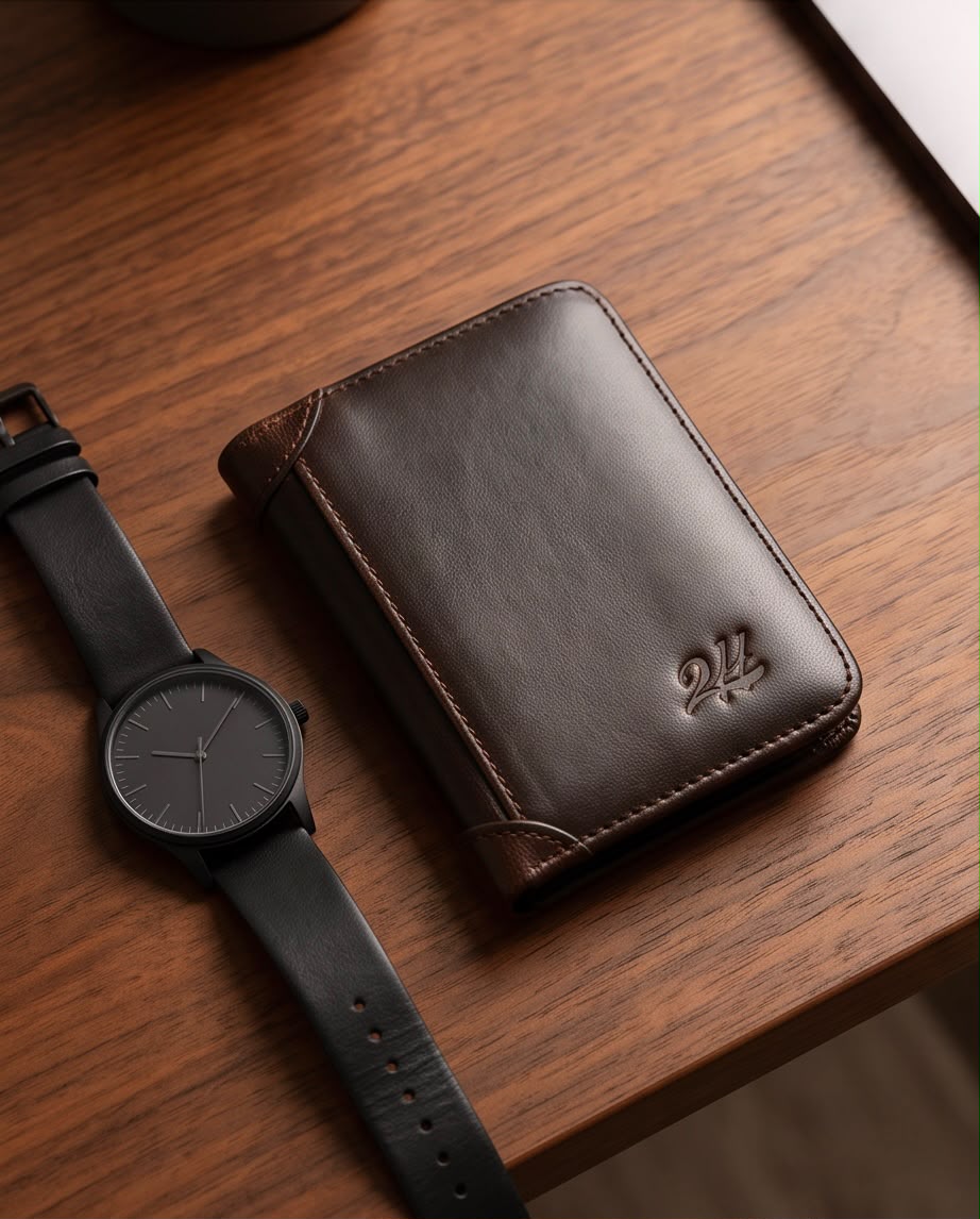2H #1174 Coffee Genuine Leather Wallet