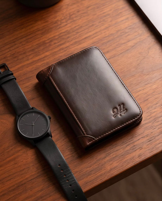 2H #1174 Coffee Genuine Leather Wallet