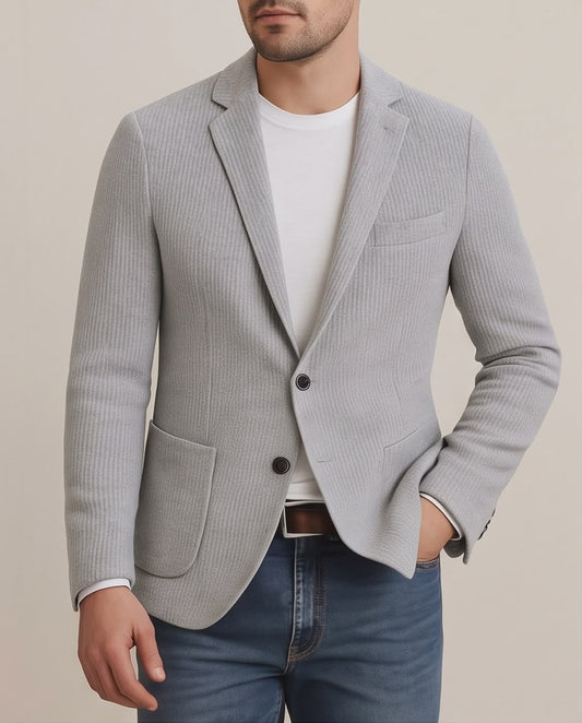 2H #291025 Light Gray Knitted Blazer