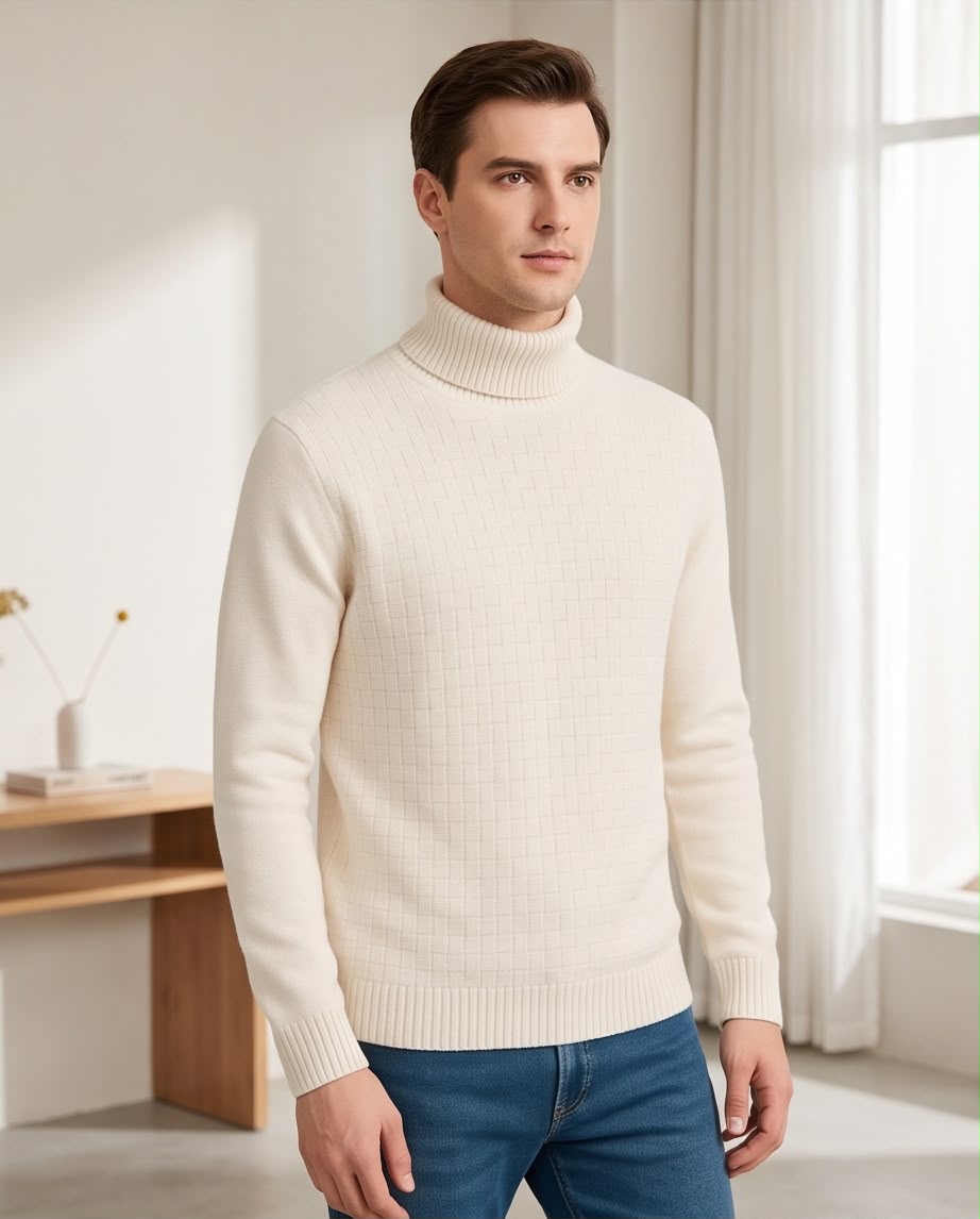 2H #462 Off White Turtle Neck Knitted Sweater