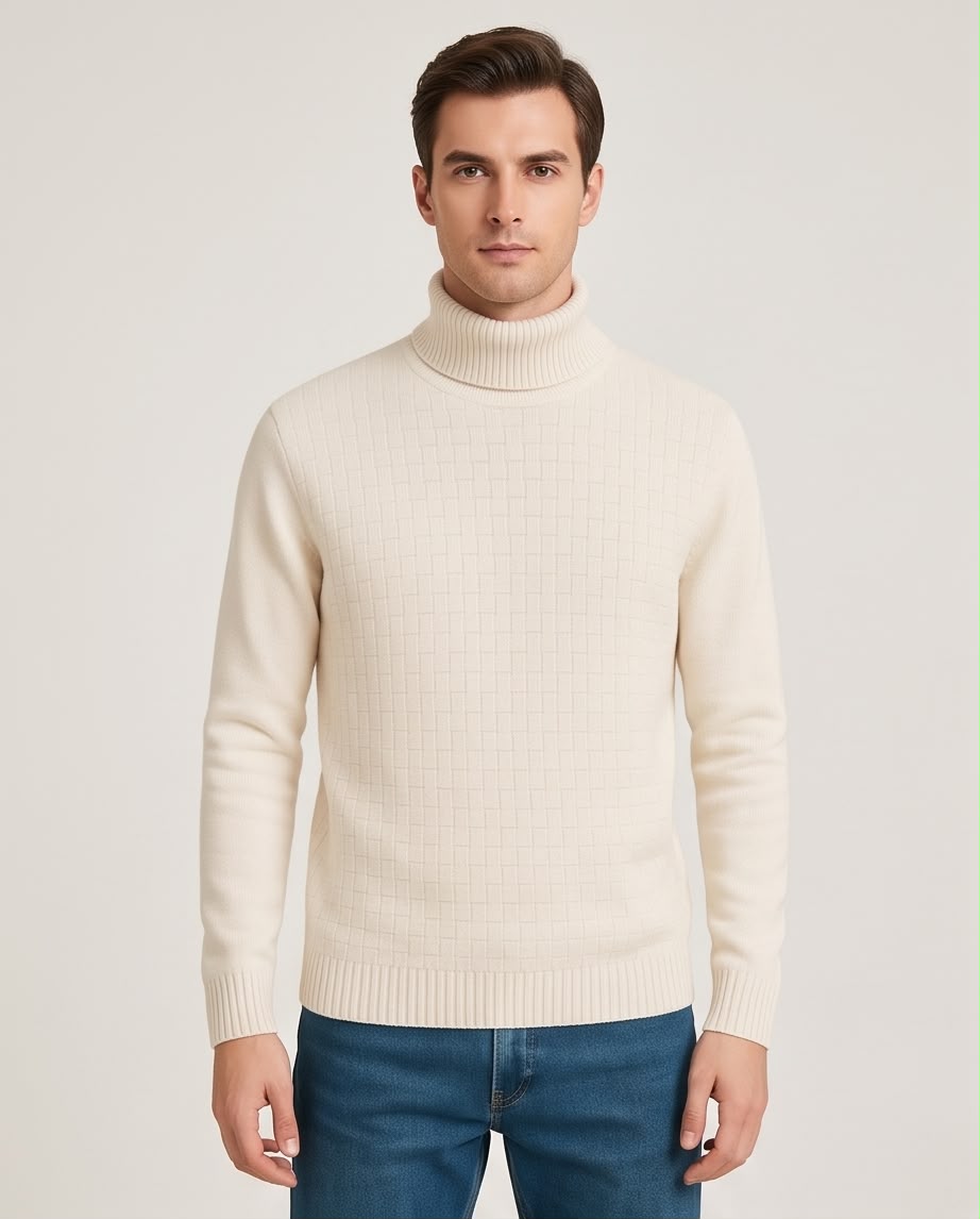 2H #462 Off White Turtle Neck Knitted Sweater