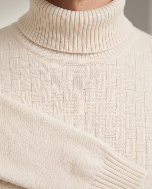 2H #462 Off White Turtle Neck Knitted Sweater