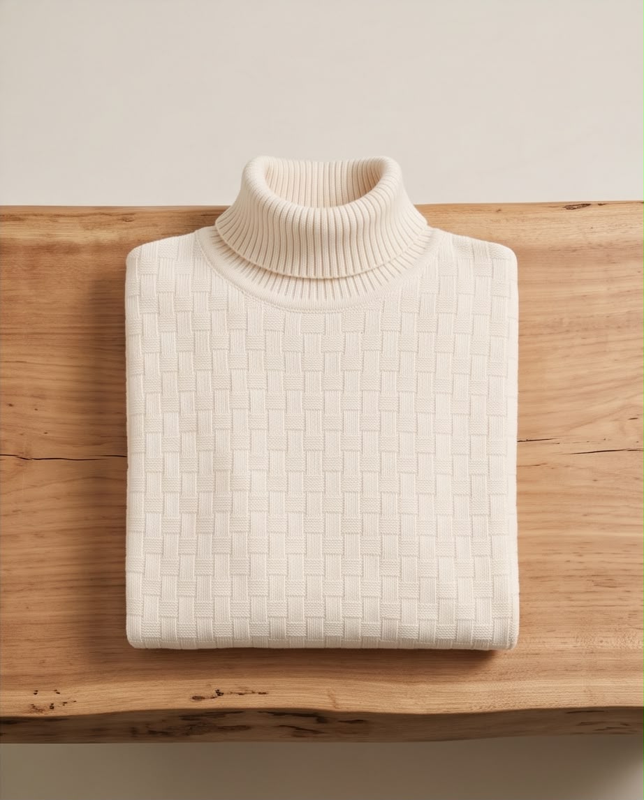 2H #462 Off White Turtle Neck Knitted Sweater