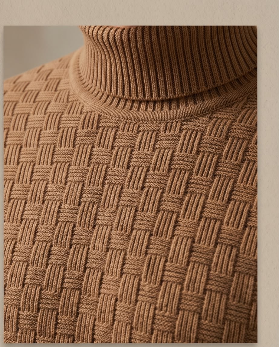 2H #462 Camel Turtle Neck Knitted Sweater