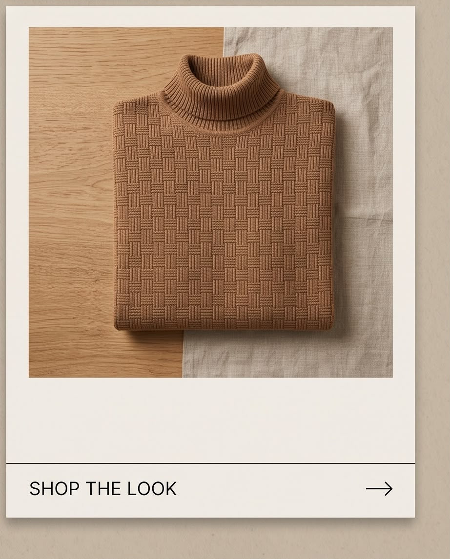 2H #462 Camel Turtle Neck Knitted Sweater
