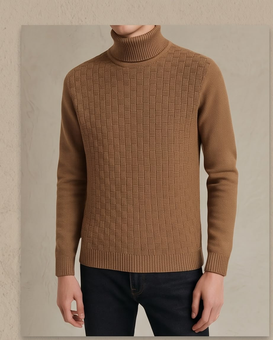 2H #462 Camel Turtle Neck Knitted Sweater