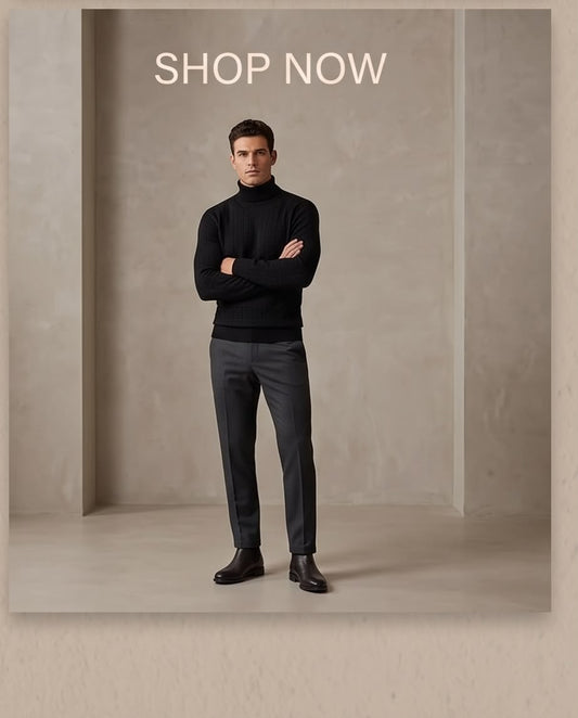 2H #462 Black Turtle Neck Knitted Sweater