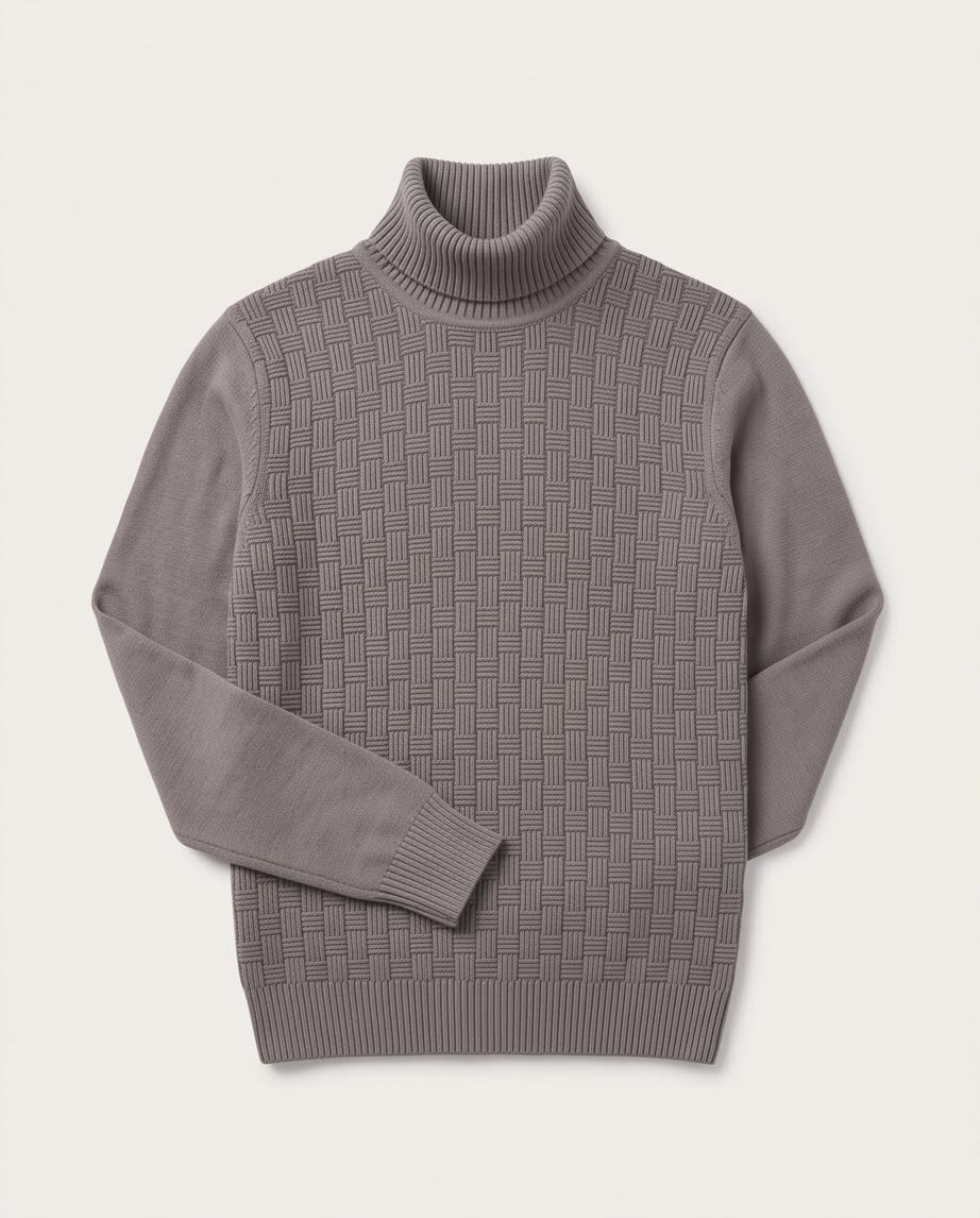 2H #462 Gray Turtle Neck Knitted Sweater