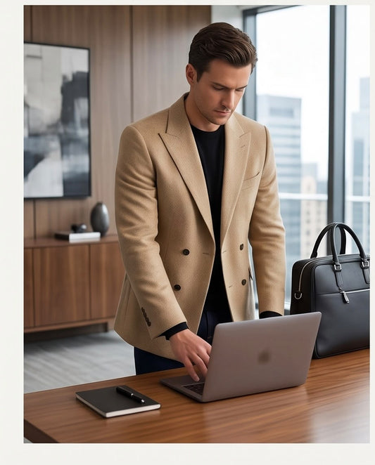 2H #281025 Beige Double Breasted Blazer