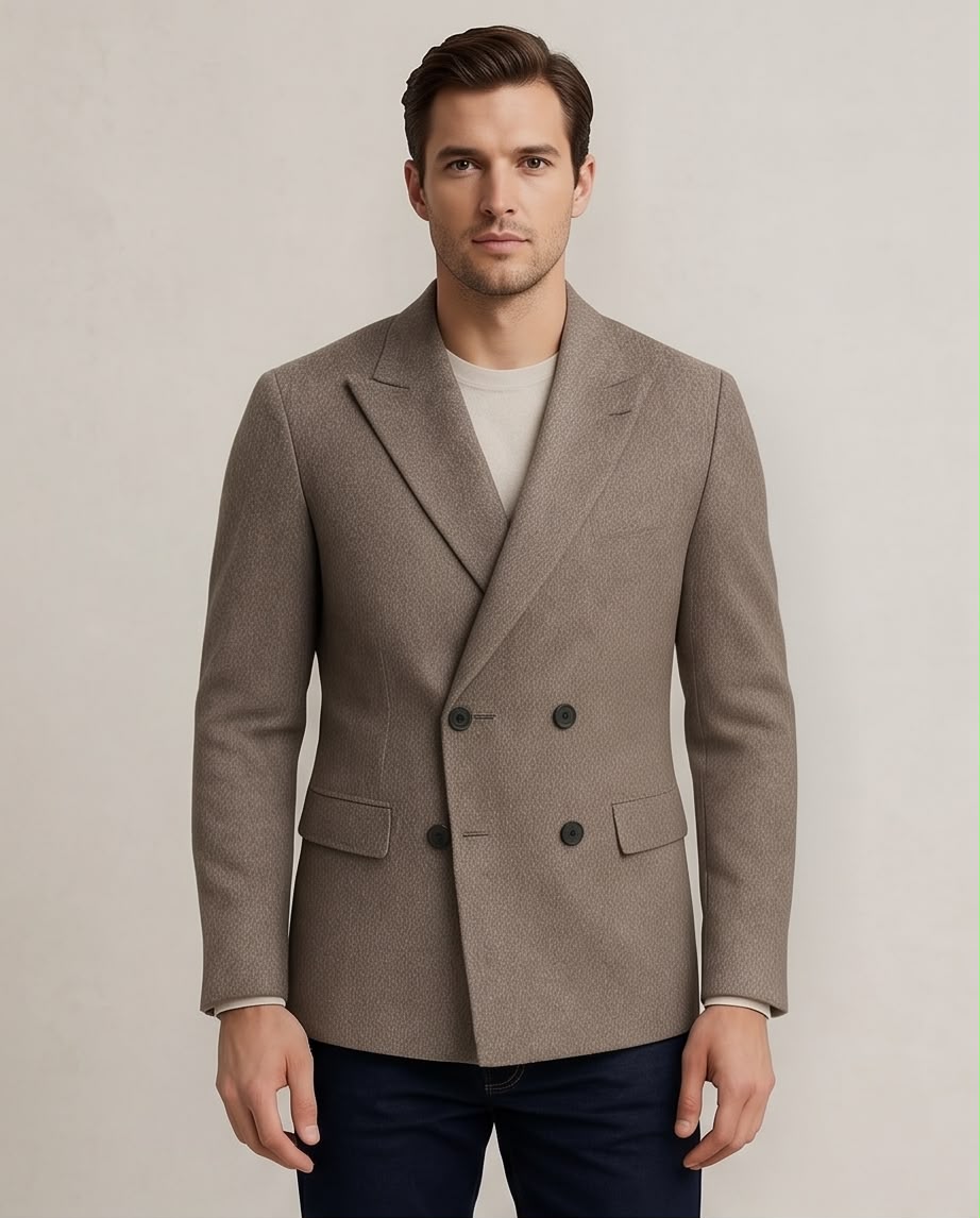 2H #281025 Brown Double Breasted Blazer