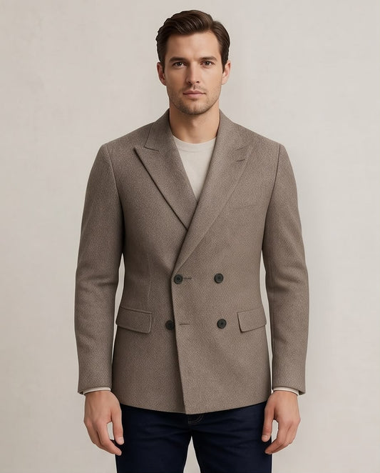 2H #281025 Brown Double Breasted Blazer