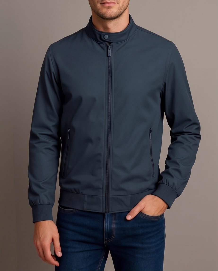 2H #8836 Navy stand up collar Slim Fit casual jacket