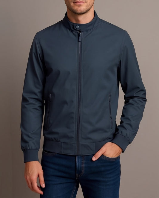 2H #8836 Navy stand up collar Slim Fit casual jacket