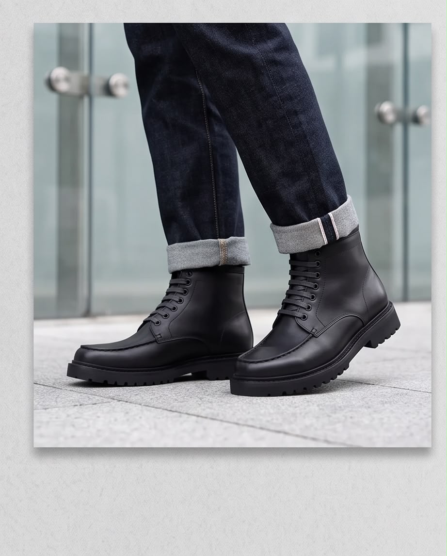 2H #2Y06-2001-8160 Black Leather Boot