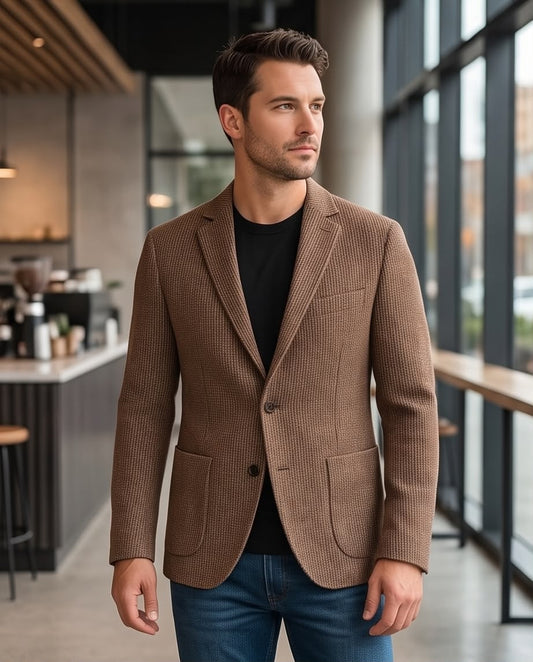2H #291025 Brown Knitted Blazer