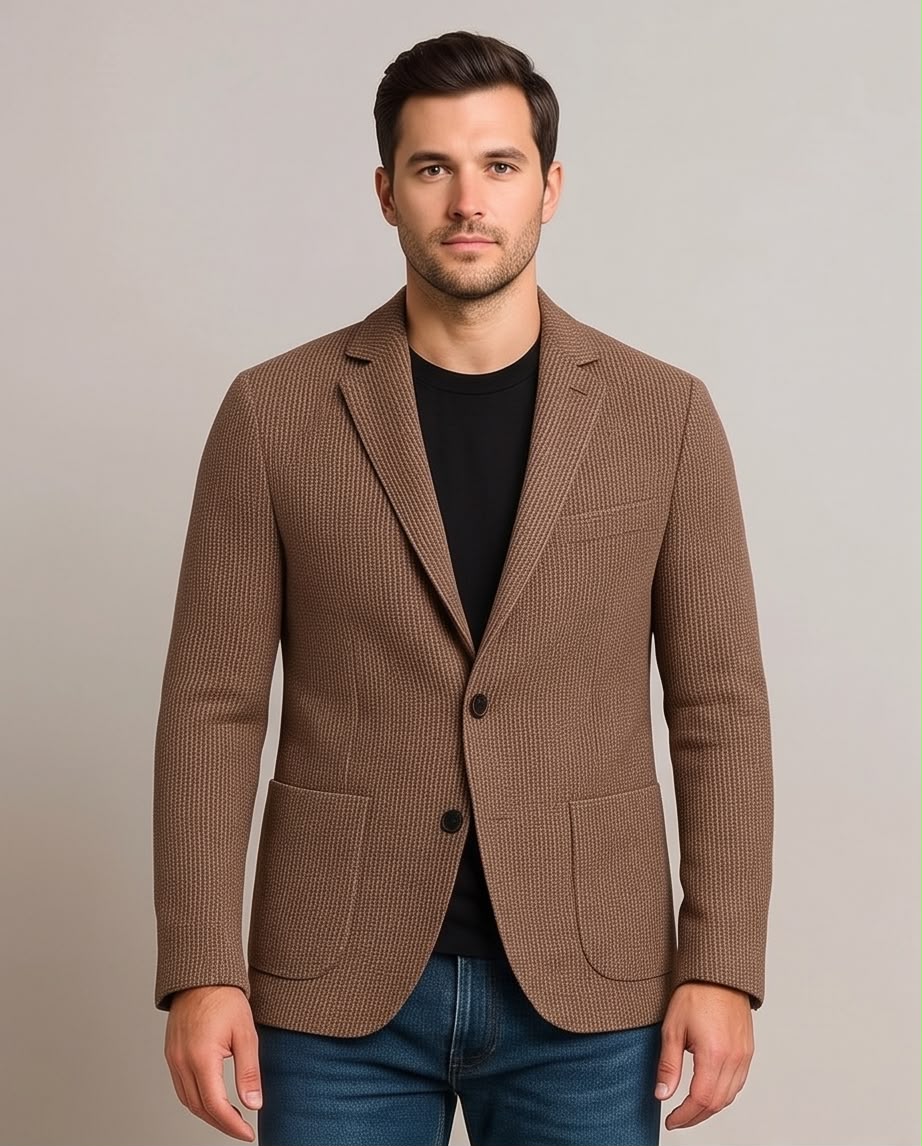 2H #291025 Brown Knitted Blazer
