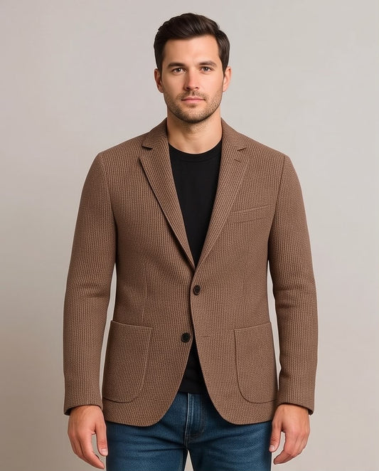 2H #291025 Brown Knitted Blazer
