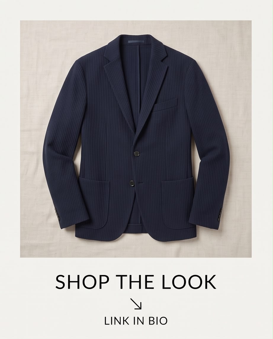 2H #291025 Navy Knitted Blazer