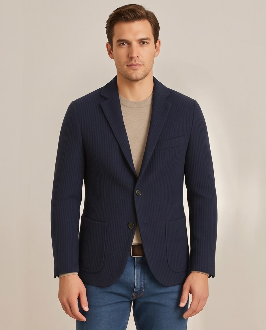 2H #291025 Navy Knitted Blazer