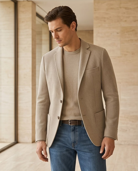 2H #291025 Light Beige Knitted Blazer