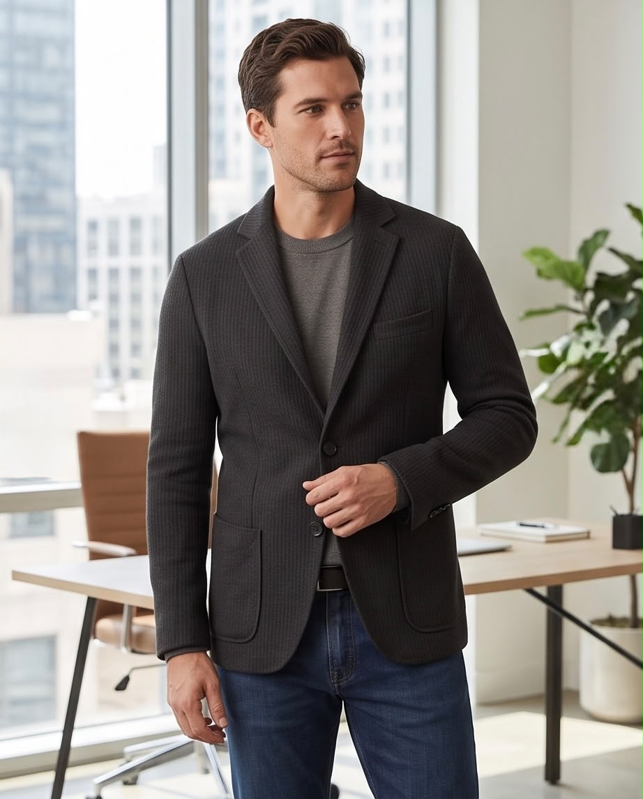 2H #291025 Black Knitted Blazer