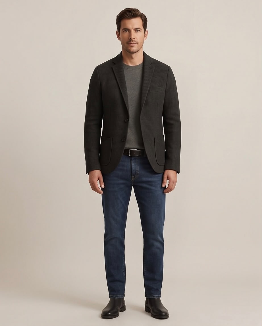 2H #291025 Black Knitted Blazer