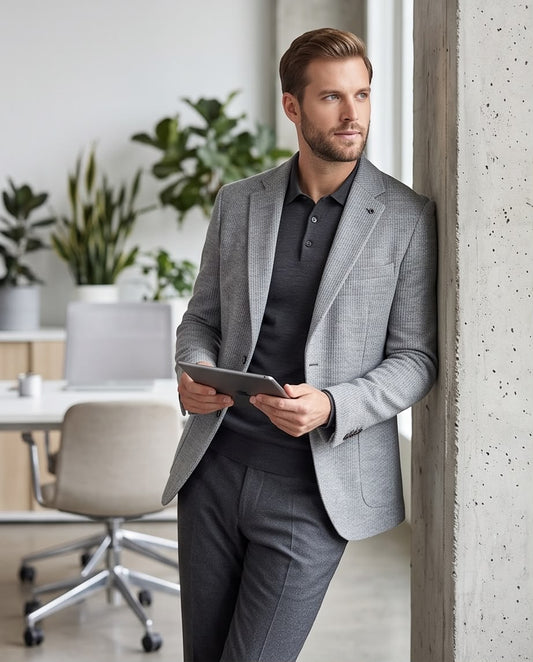 2H #291025 Gray Knitted Blazer