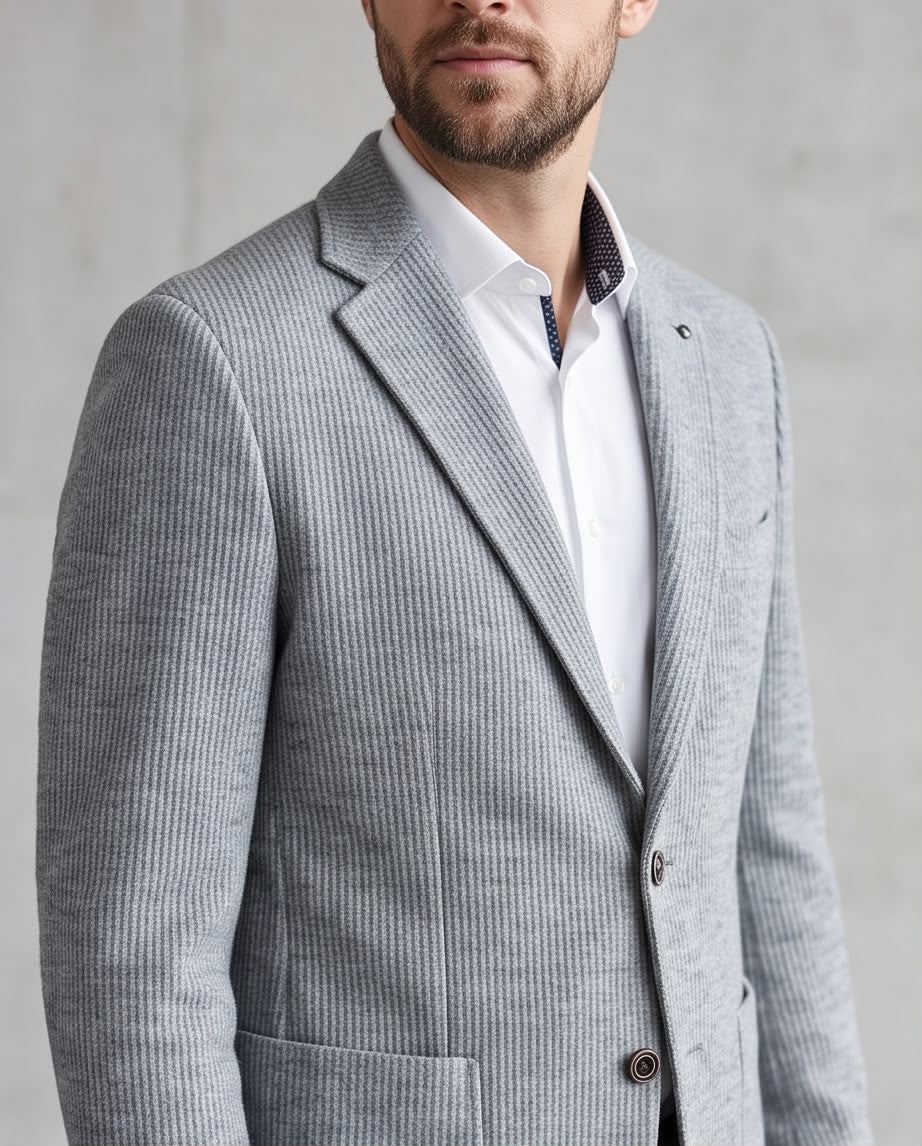 2H #291025 Gray Knitted Blazer