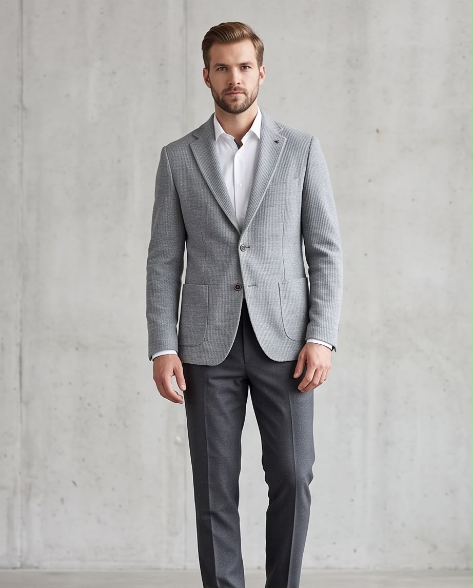 2H #291025 Gray Knitted Blazer