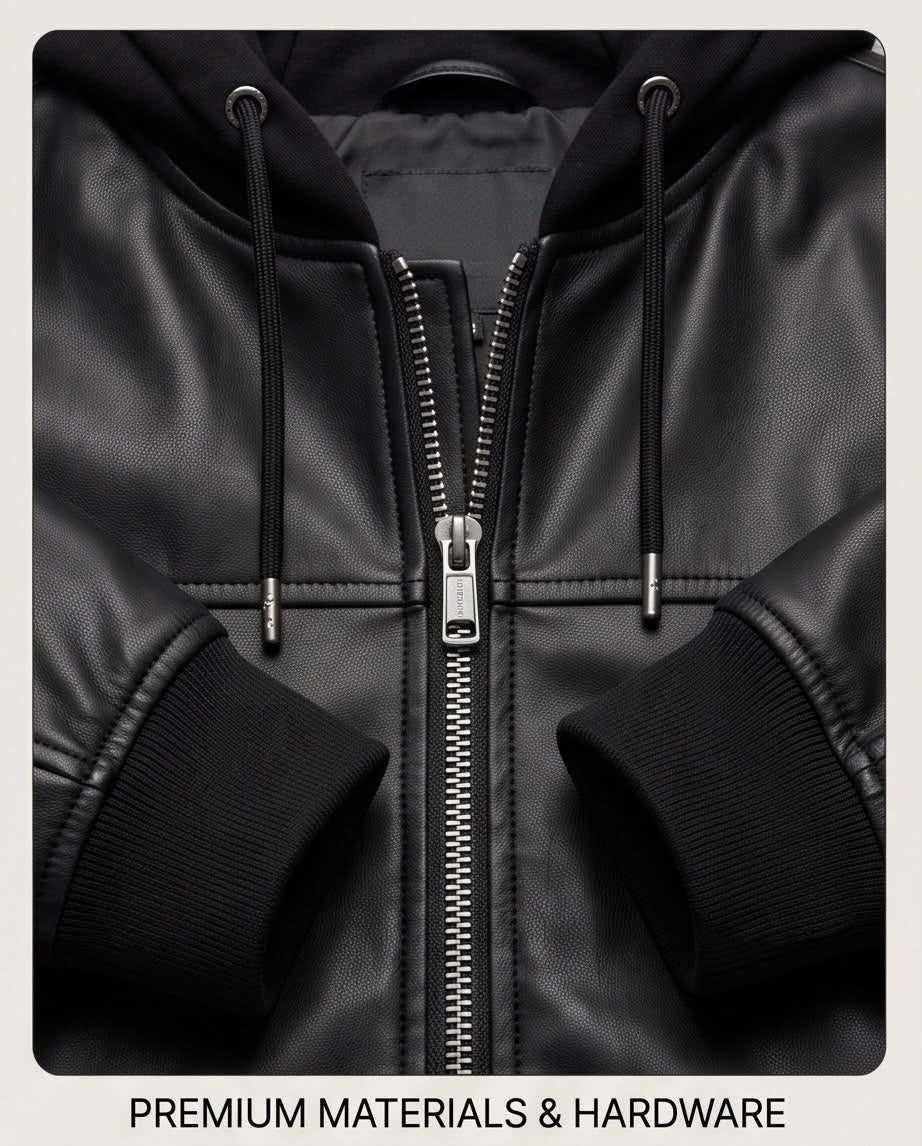 2H #906 Leather Casual Hooded jacket