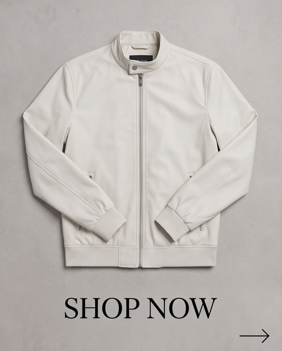 2H #8836 White stand up collar Slim Fit casual jacket